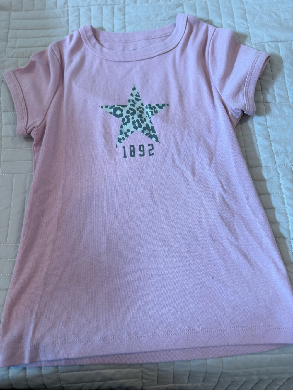 abercrombie kids Pink Tee with Green Leopard Star Graphic